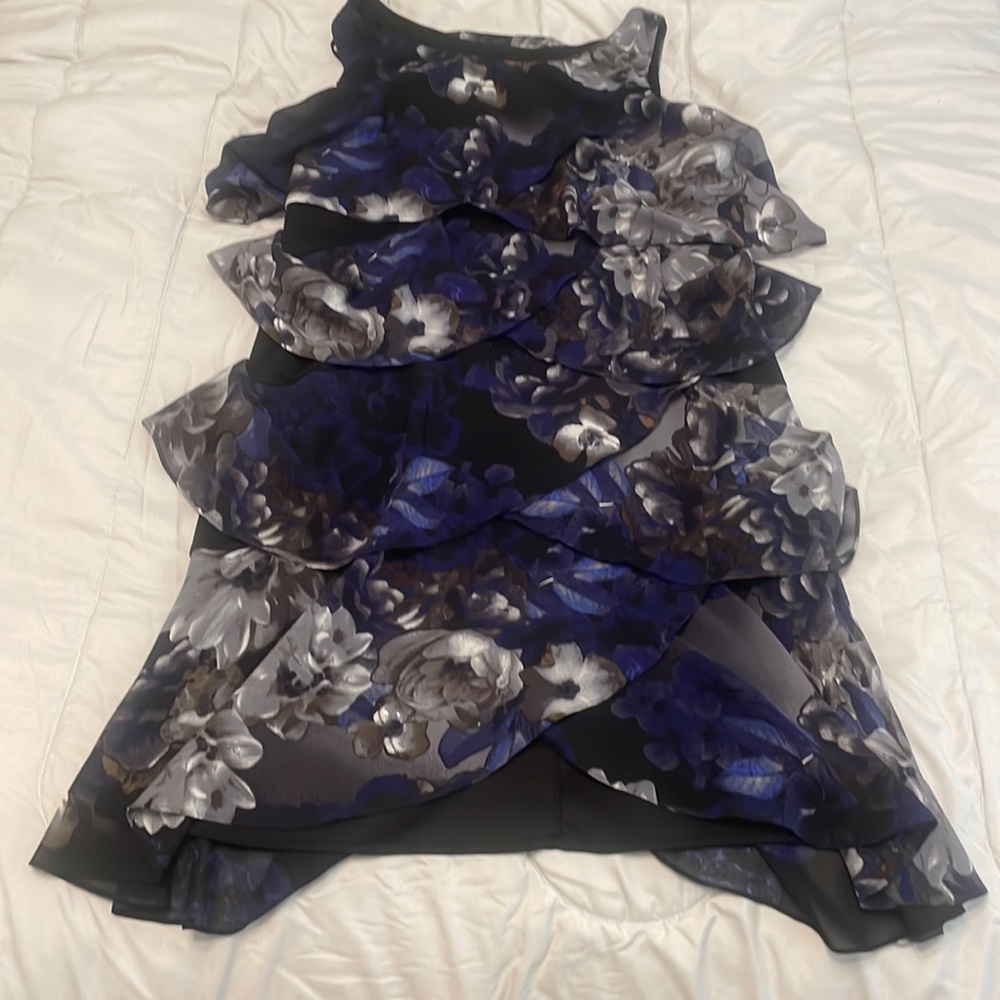SLNY Purple and Grey Flowered Dress- Size 12